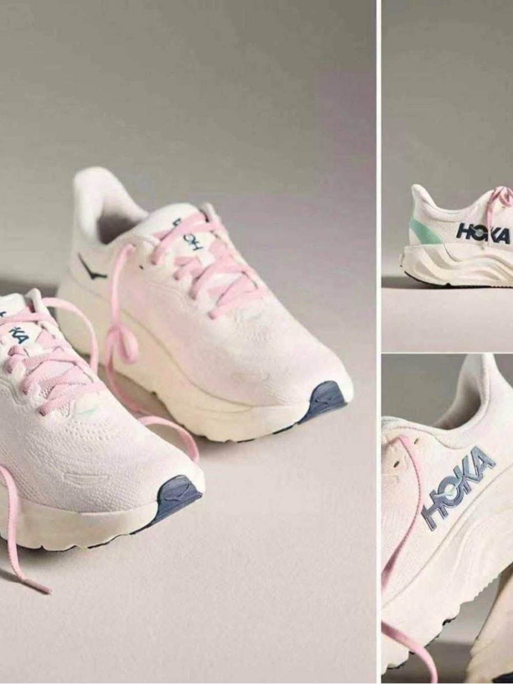 Hoka Pale Pink Women's Running Sneakers with Navy Accents